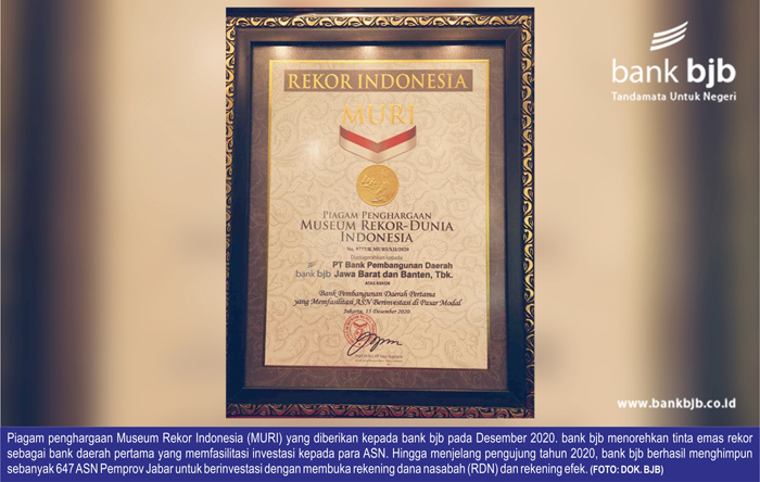 Torehan Tinta Emas bank bjb Rekor MURI Investasi ASN